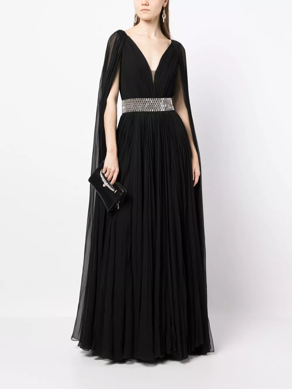 Affordable Jenny Packham cape-sleeve silk gown Women 0114