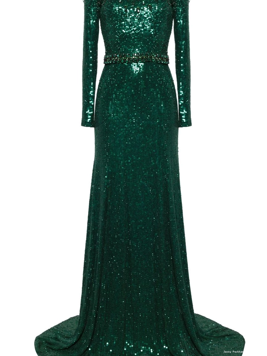 Affordable Jenny Packham long-sleeve Georgia gown sequined Women 0306