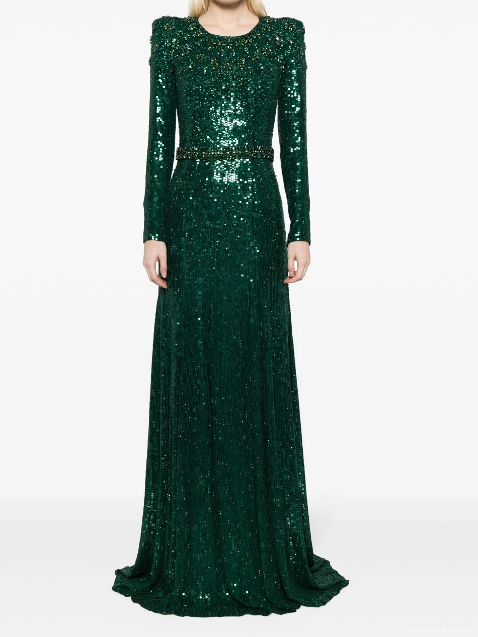 Affordable Jenny Packham long-sleeve Georgia gown sequined Women 0306