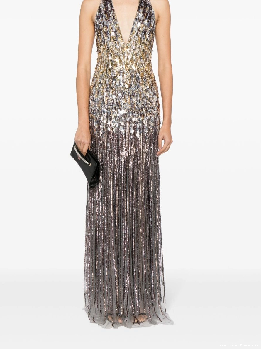 Affordable Margot Women Jenny Packham sequin gown halterneck 0305