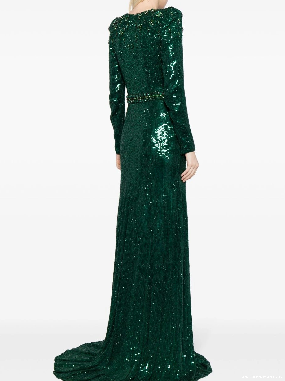 Affordable Jenny Packham long-sleeve Georgia gown sequined Women 0306