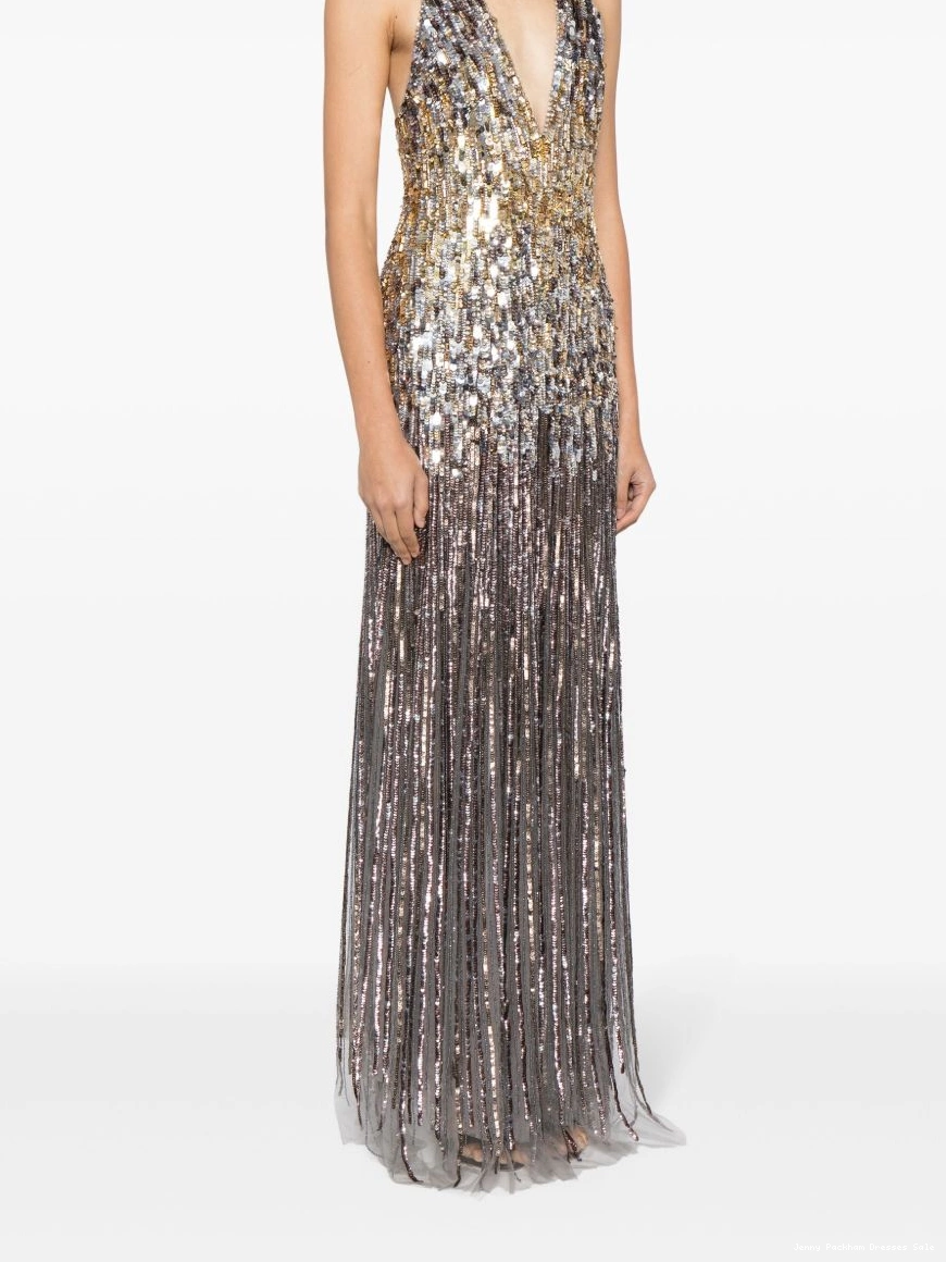 Affordable Margot Women Jenny Packham sequin gown halterneck 0305