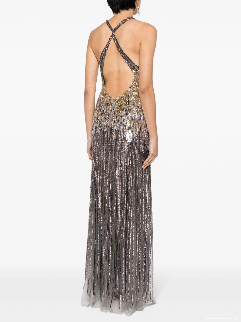 Affordable Margot Women Jenny Packham sequin gown halterneck 0305