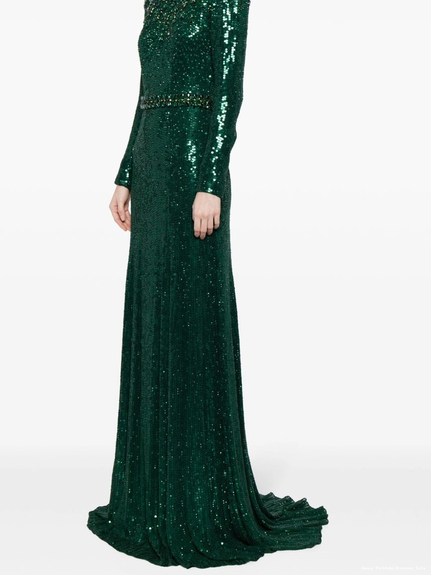 Affordable Jenny Packham long-sleeve Georgia gown sequined Women 0306