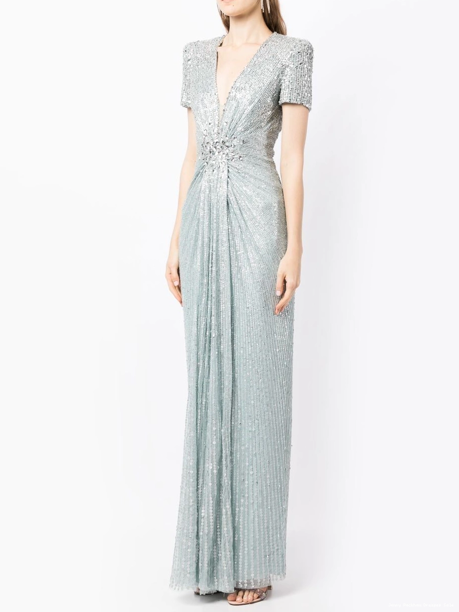 Affordable V-neck Women dress Jenny Packham embellished 0313