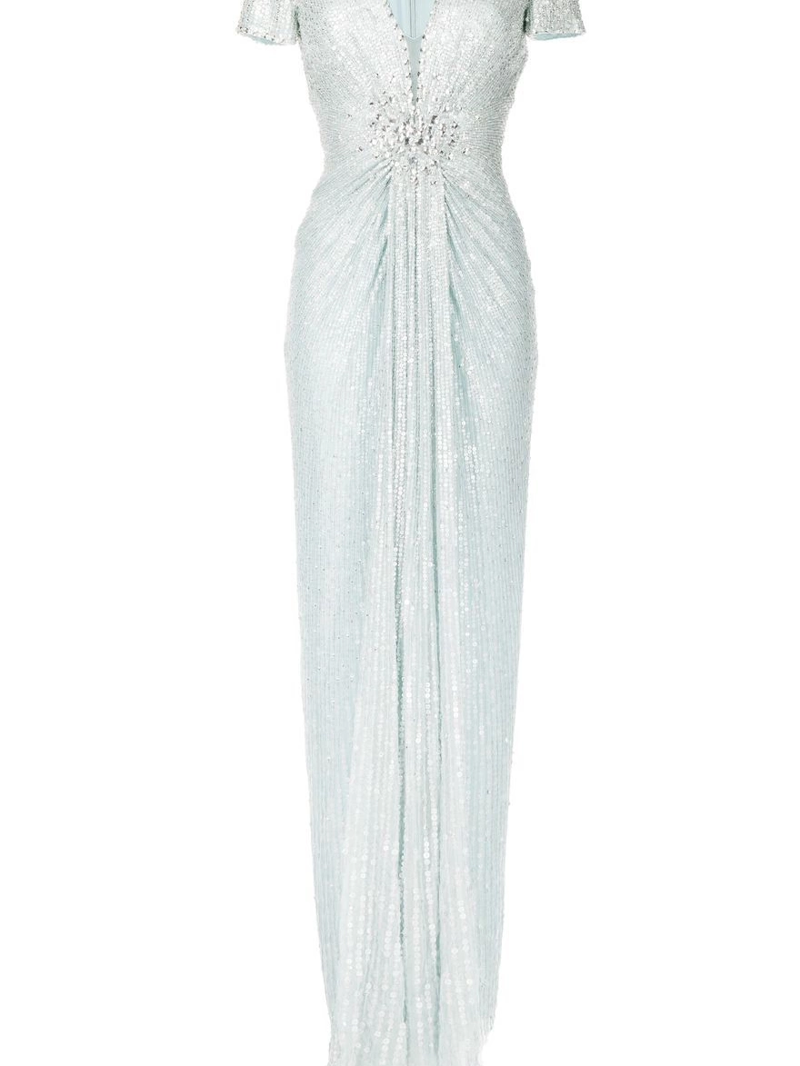 Affordable V-neck Women dress Jenny Packham embellished 0313